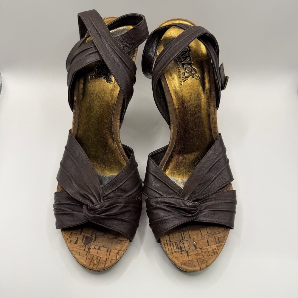 Carlos by Carlos Santana Dark Brown Sandals with Gold Accents